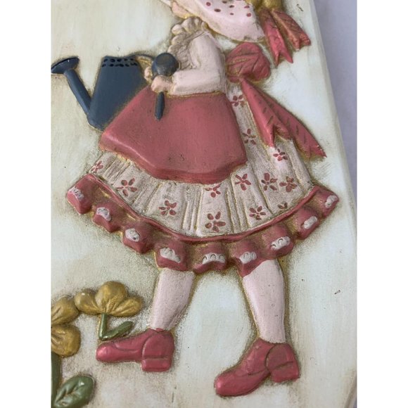 Pair Vintage Ceramic Wall Hangings - Little Girls - Picture 8 of 11
